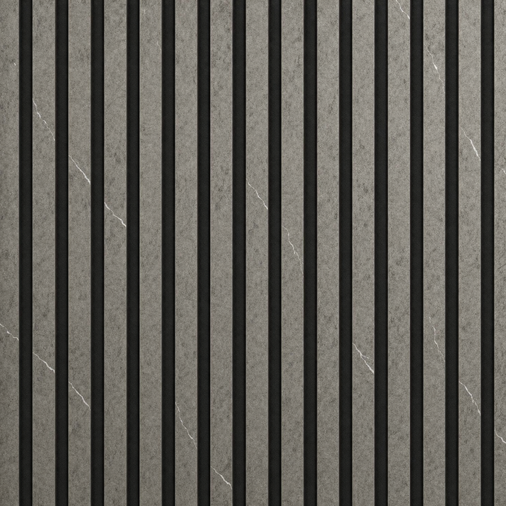 Acoustic Slatted Wall Panel - Grey Marble 2.8m x 0.6m (3 Pieces)