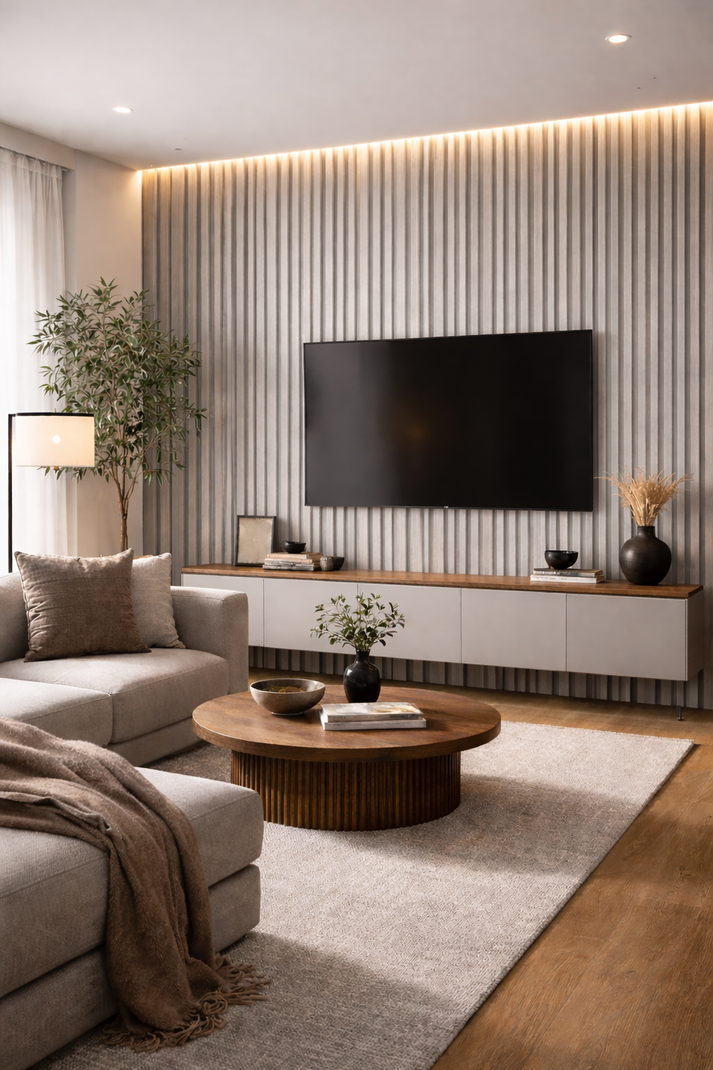 Acoustic Linear Wall Panel - Light Grey 2.4m x 0.6m (4 Pieces)