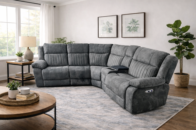 Rose Electric Corner Sofa 2+2 Seater Recliner In Grey