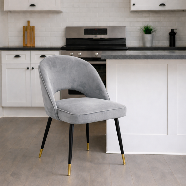 Venice Grey Velvet Dining Chair