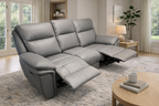 Valarie Leather Sofa 3,2 or 1 Seater Recliner In Grey,Black or Brown