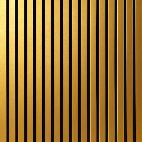 Acoustic Slatted Wall Panels - 3 sided - Colour Finish - Gold - 240cm x 32cm (2 pieces)