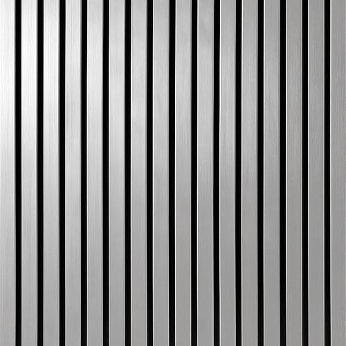 Acoustic Slatted Wall Panels - 3 sided - Colour Finish - Chrome - 240cm x 32cm (2 pieces)