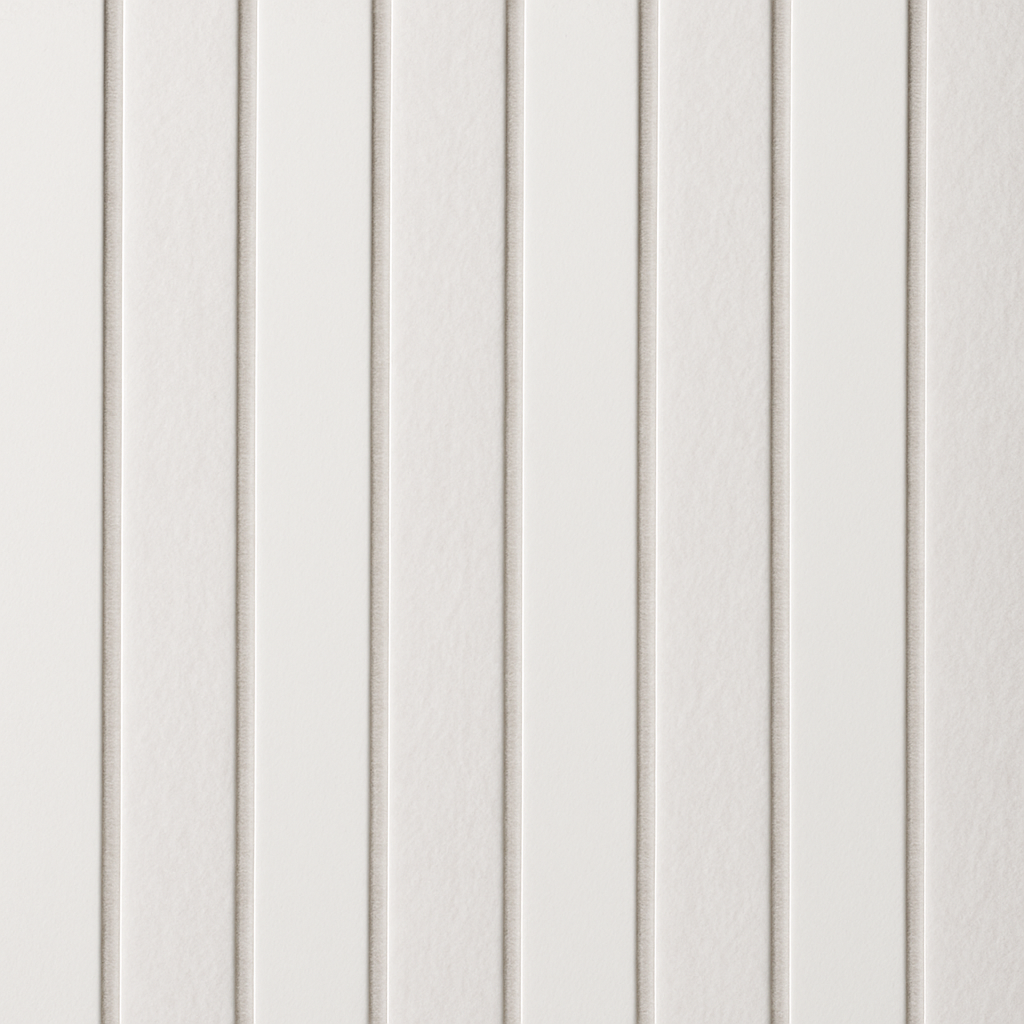 Acoustic Wide Slat Wall Panels - 3 sided - Colour Finish - White on White Felt - 240cm x 30cm (2 pieces)
