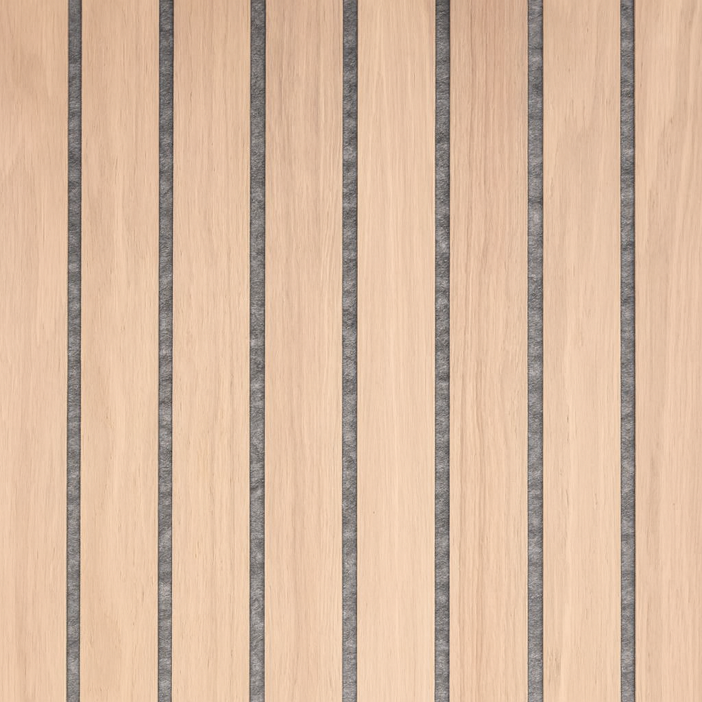 Premium Acoustic Wide Slat Wall Panels - 3-Sided Wood Veneer - Premium Oak on Grey Felt 240cm x 30cm (2 pieces)