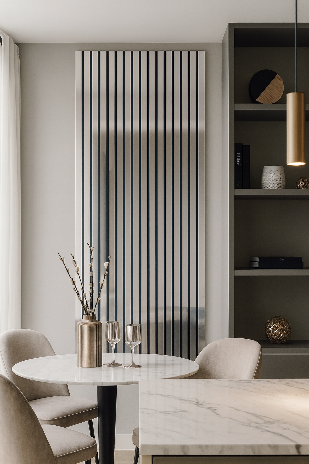 Acoustic Slatted Wall Panels - 3 sided - Colour Finish - Chrome - 240cm x 32cm (2 pieces)