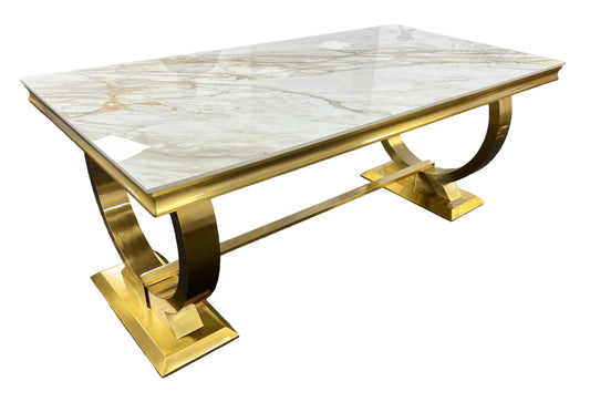 Arianna/Chelsea Gold 200cm Marble Dining Table (All Colours)