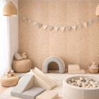 Acoustic Wall Panels - Oak on Grey Felt - Chevron - 240cm x 30cm (2 pieces)
