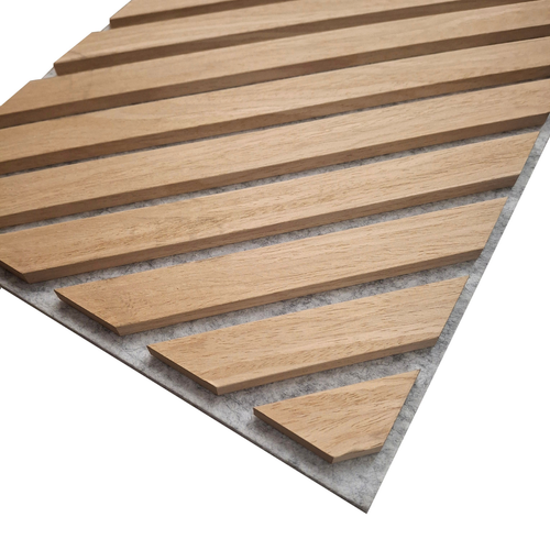 Acoustic Wall Panels - Oak on Grey Felt - Chevron - 240cm x 30cm (2 pieces)