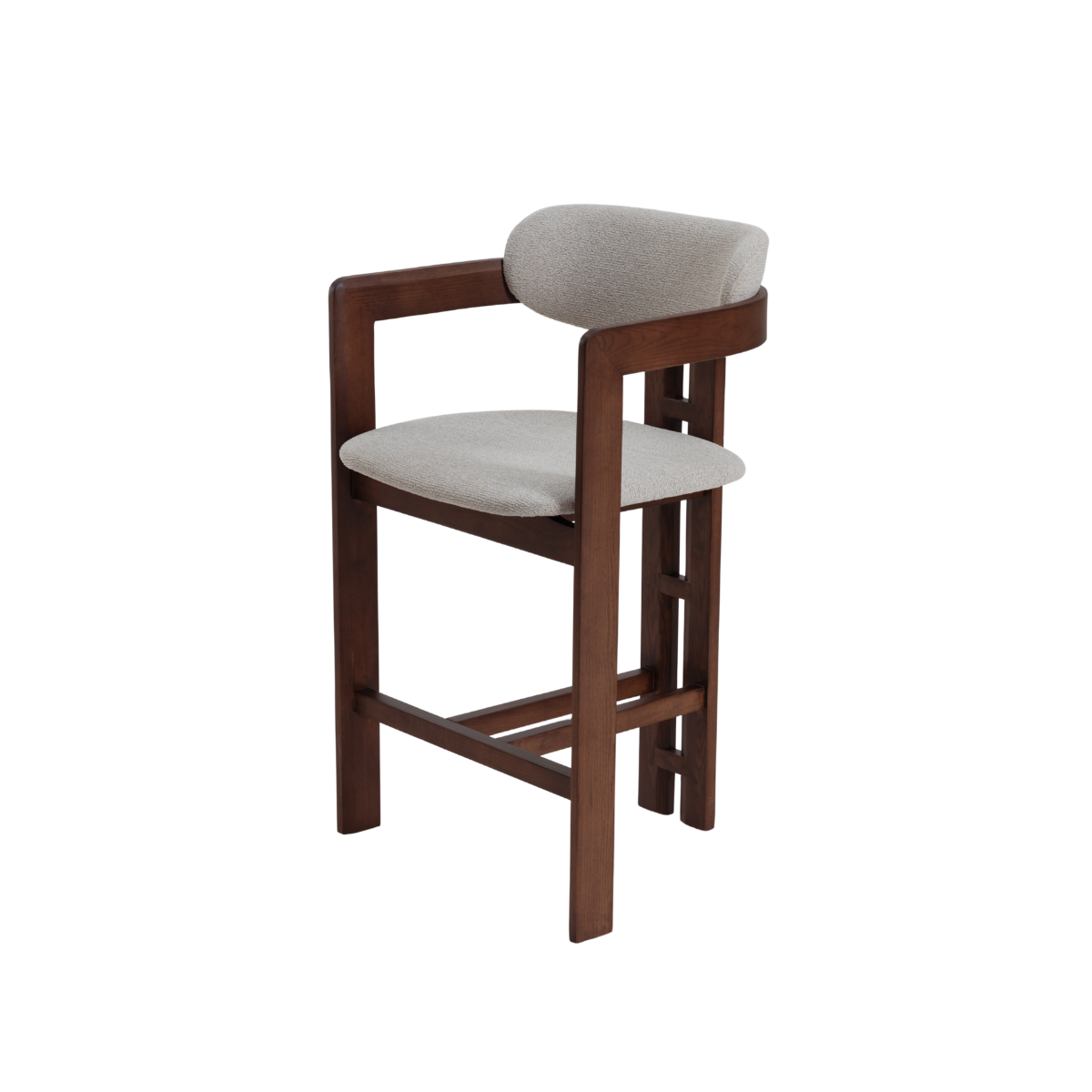 Clara Walnut Barstool in Oatmeal Boucle