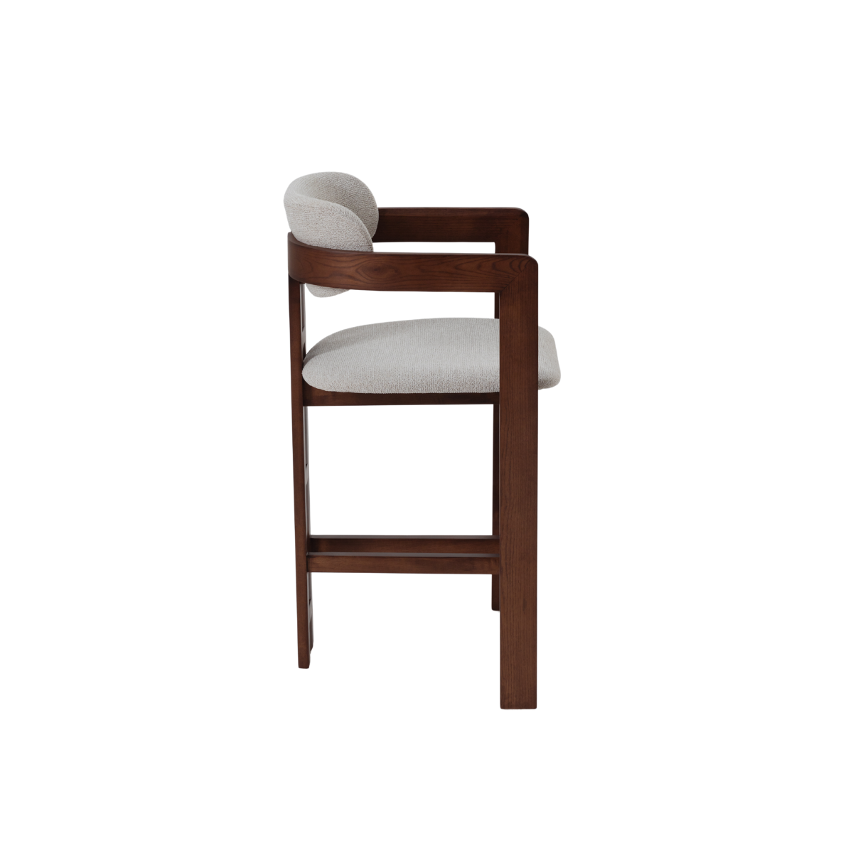 Clara Walnut Barstool in Oatmeal Boucle