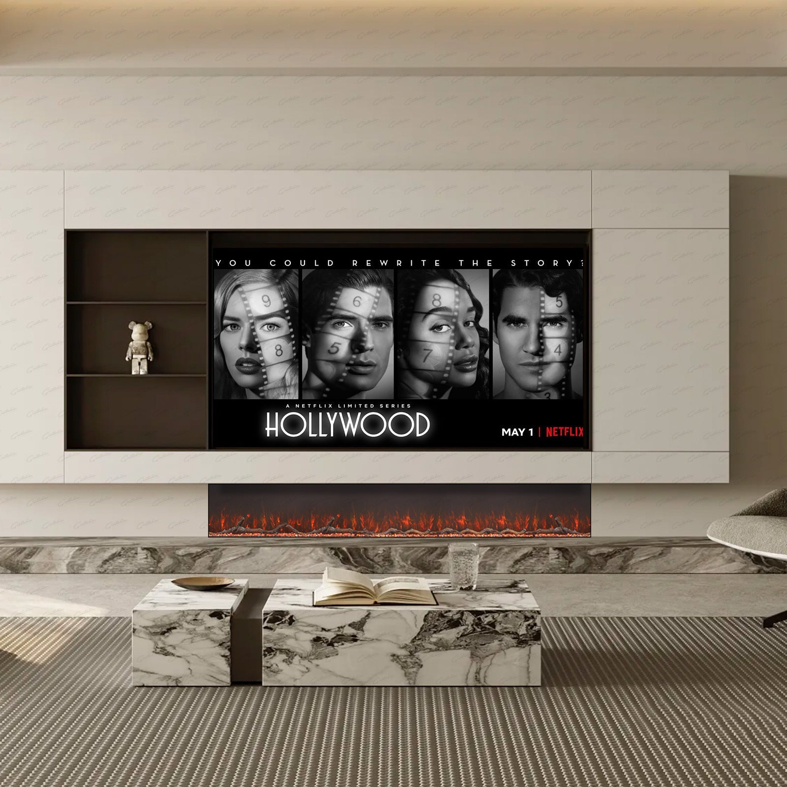 Clarendon Borderless Glass Fire - 80 Inch WIFI Enabled