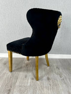 Valentino Black Lion Knocker Gold Velvet Chair