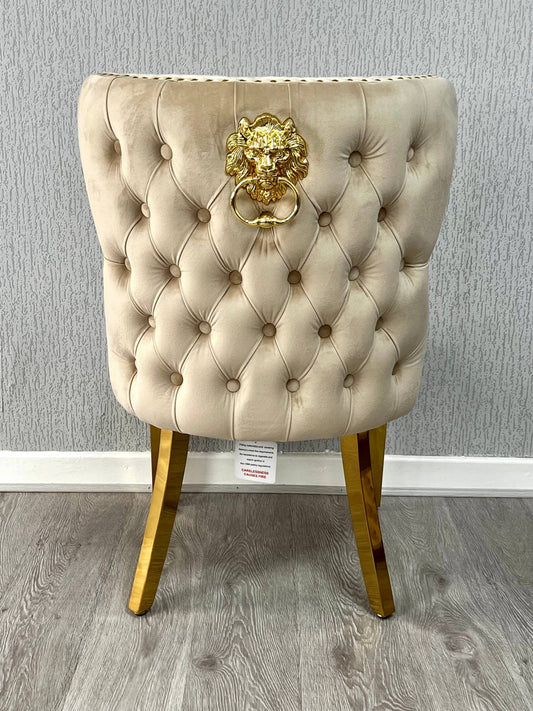 Valentino Mink Lion Knocker Gold Velvet Chair