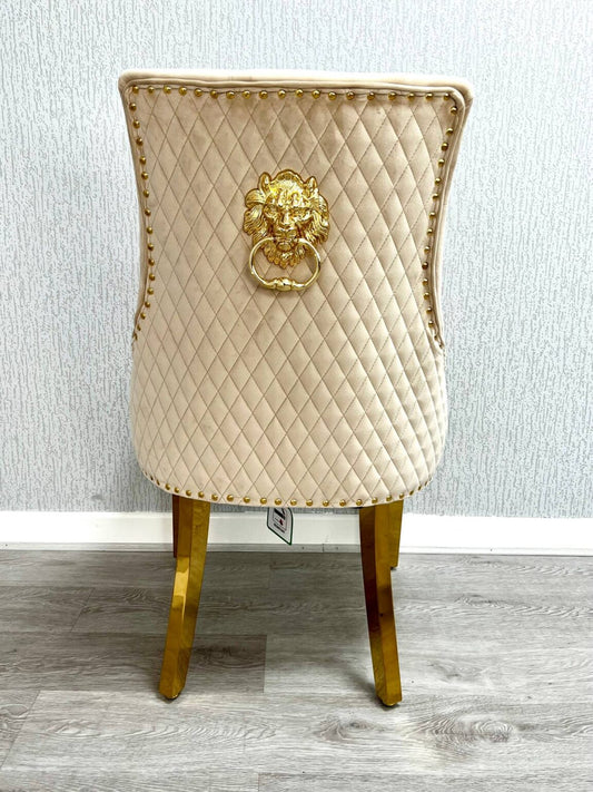 Majestic Mink Gold Lion Knocker Chair