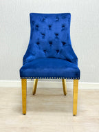 Majestic Navy Gold Lion Knocker Chair