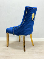 Majestic Navy Gold Lion Knocker Chair