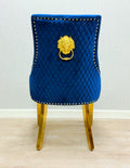 Majestic Navy Gold Lion Knocker Chair