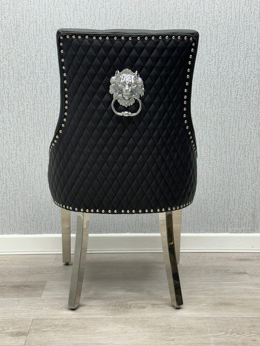 Majestic Black PU Leather Lion Knocker Chair MyForeverFurnishings