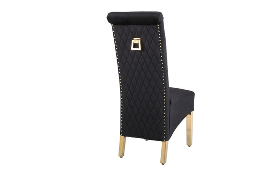 Sofia Black & Gold Square Knocker Dining Chair