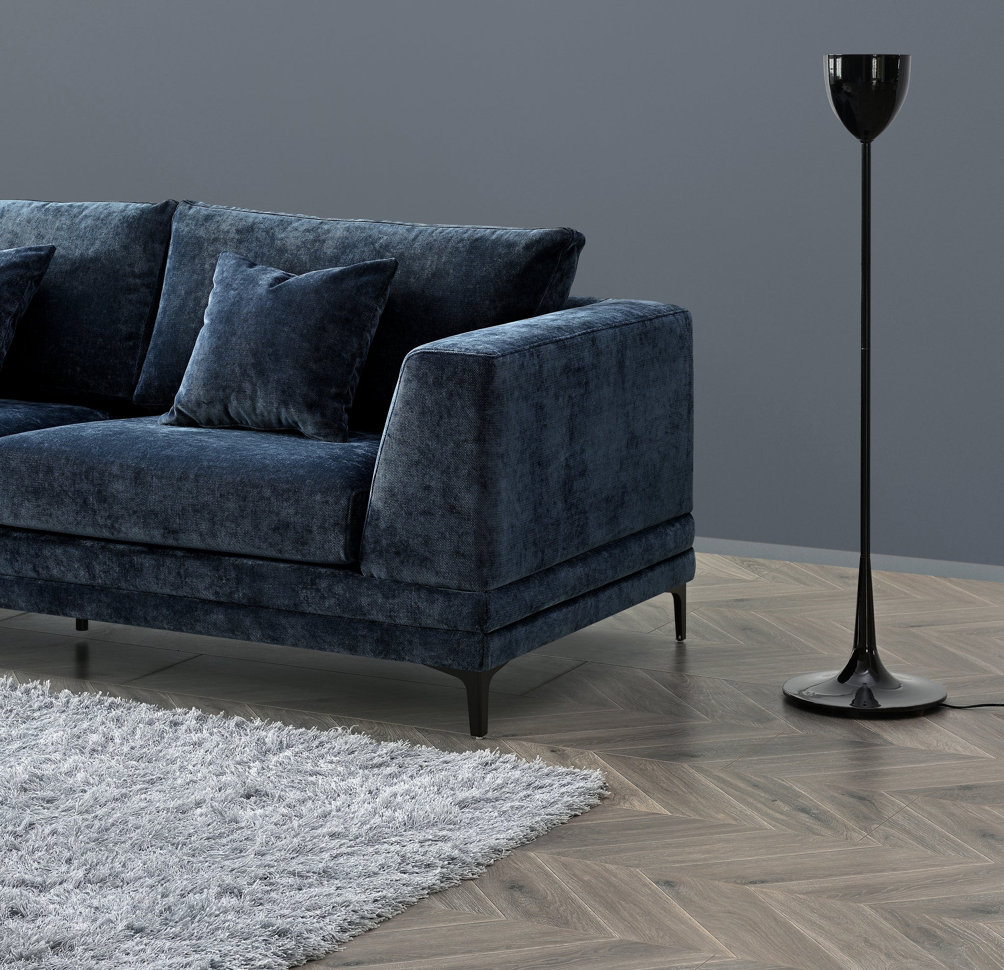 Lenox Sofa Range in Aegean Blue Velvet 3 or 2 Seater