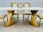 Ravello 160cm Cream & Gold Marble Dining Table