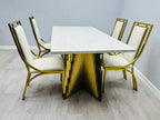 Ravello 160cm Cream & Gold Marble Dining Table