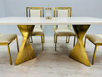 Ravello 160cm Cream & Gold Marble Dining Table