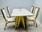 Ravello 160cm Cream & Gold Marble Dining Table