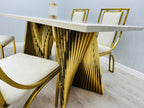 Ravello 160cm Cream & Gold Marble Dining Table