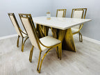 Ravello 160cm Cream & Gold Marble Dining Table