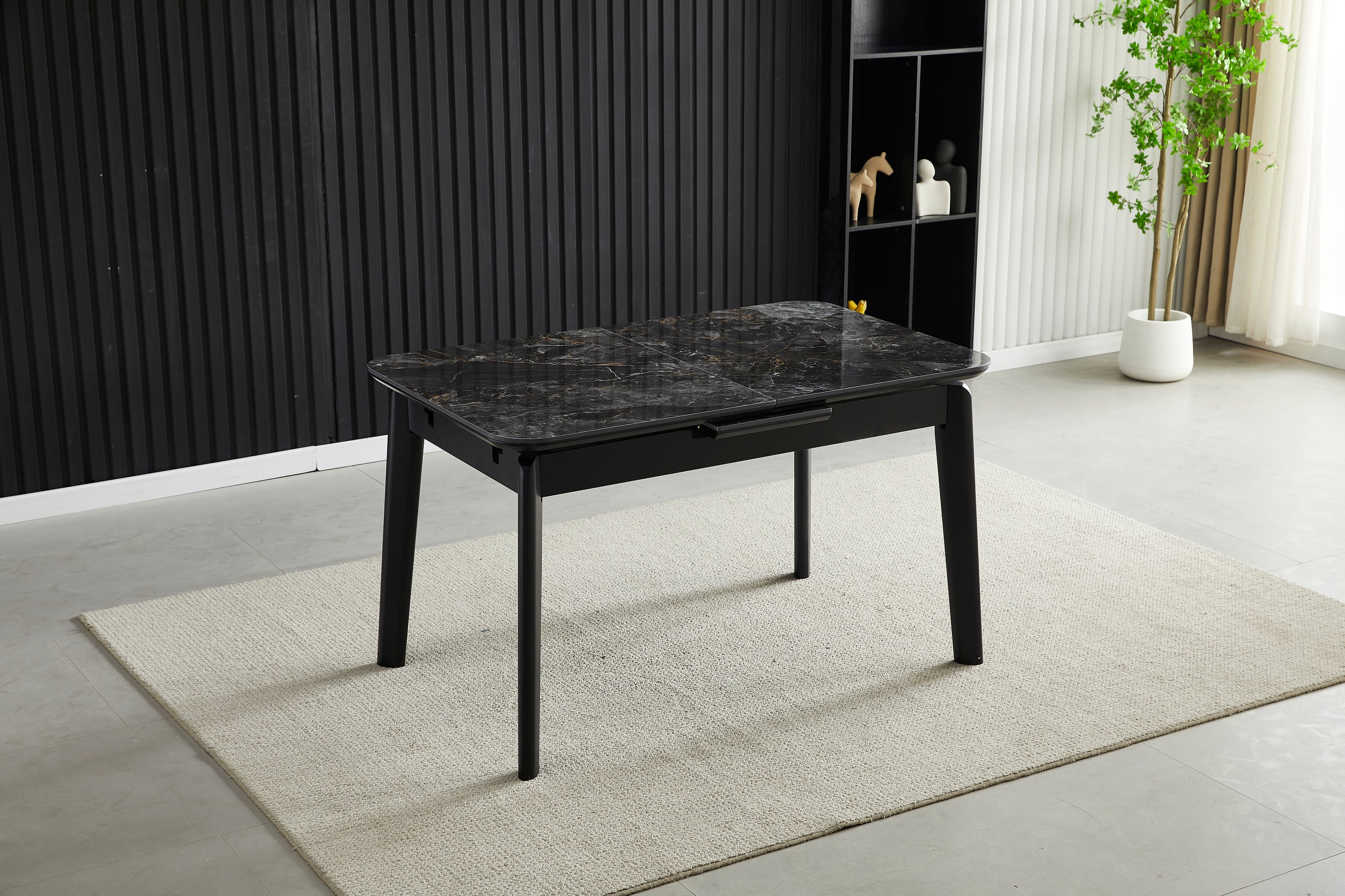 Arizona Black and Gold Extending Dining Table 130-160cm