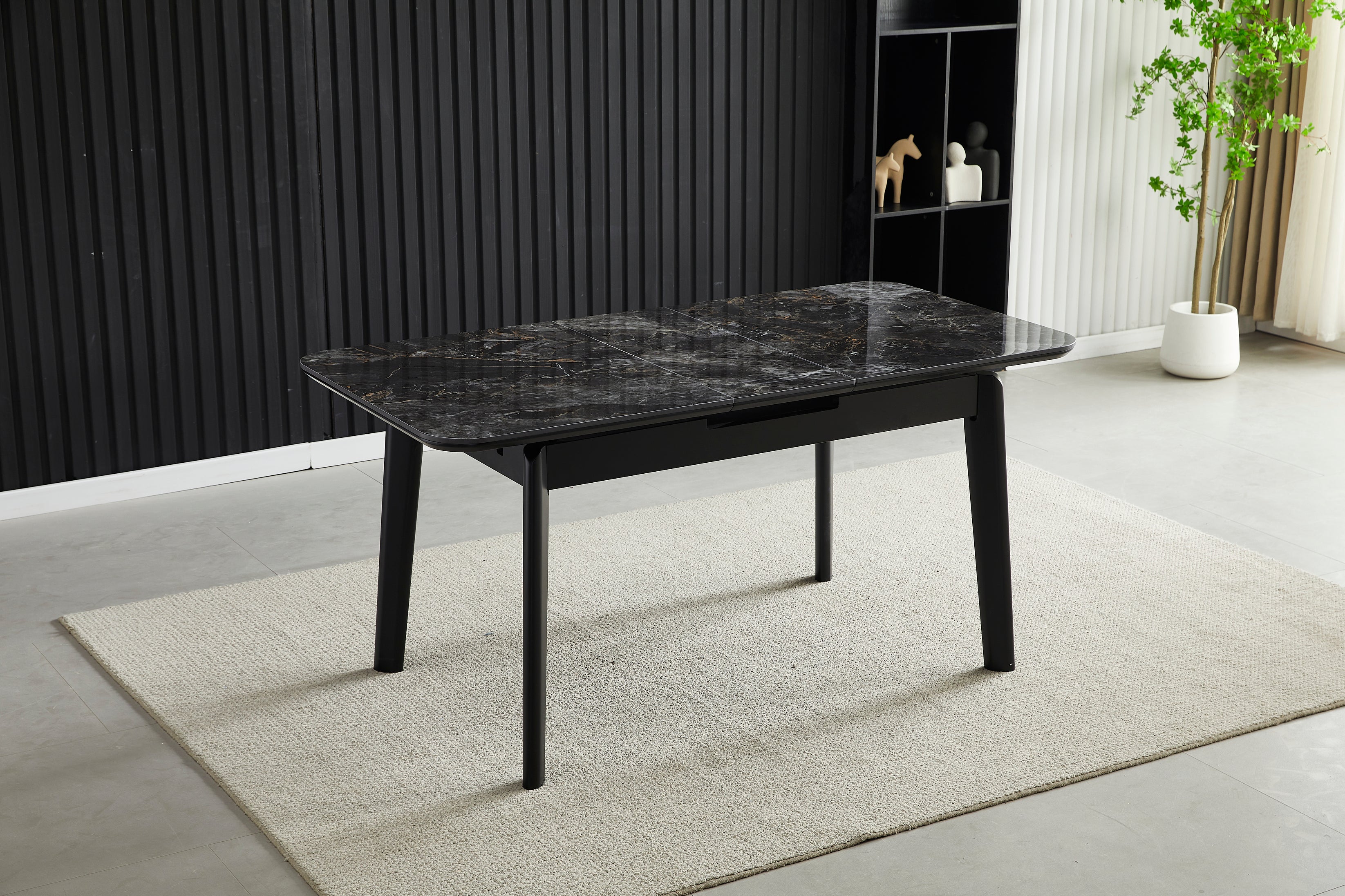 Arizona Black and Gold Extending Dining Table 130-160cm