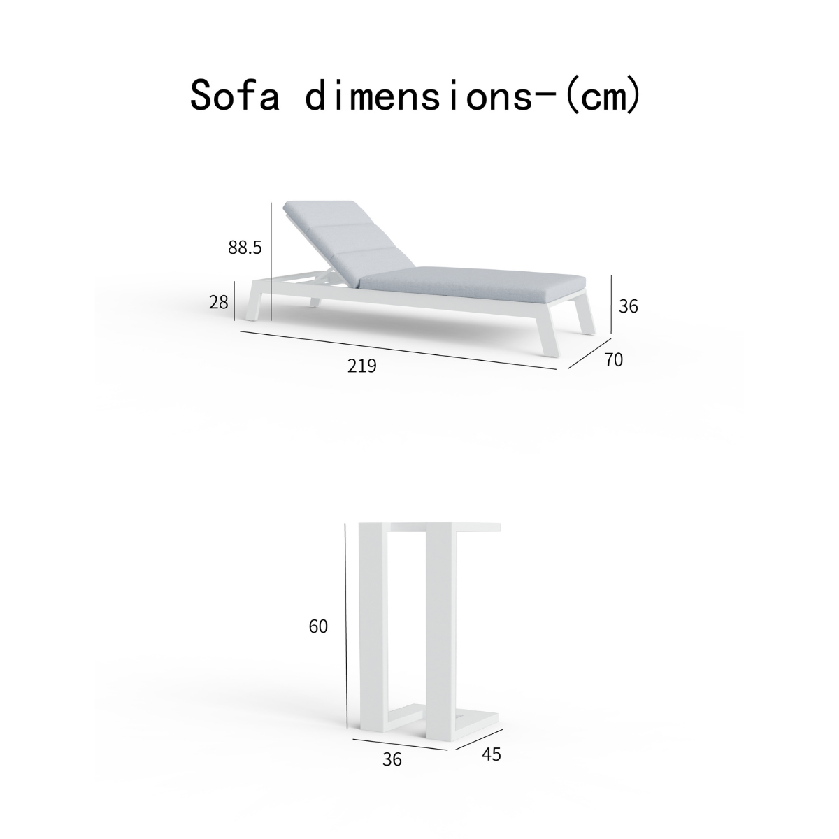 Dasia Outdoor Sun Lounger - White
