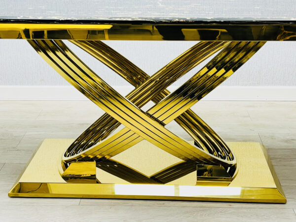Elina 1.8M Black and Gold Marble Gold Dining Table