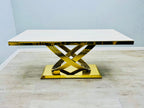 Elina 1.6M Cream Marble Gold Dining Table