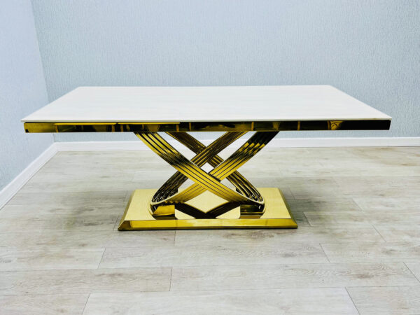 Elina 1.6M Cream Marble Gold Dining Table