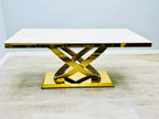 Elina 1.8M Cream Marble Gold Dining Table