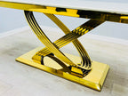 Elina 1.8M Cream Marble Gold Dining Table