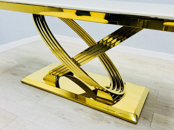 Elina 1.6M Cream Marble Gold Dining Table