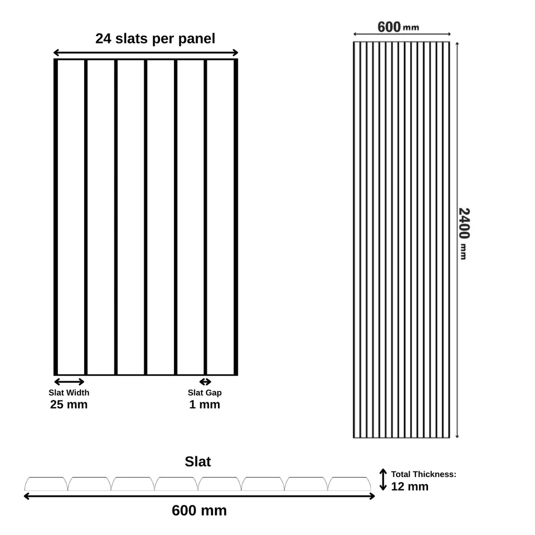 Flexible Slat Wall Panels - 240cm x 60cm - Oak (2 pieces)
