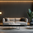 Acoustic Wide Slat Wall Panels  - 3 sided - Colour Finish - Grey - 240cm x 30cm (2 pieces)