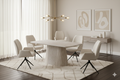 Davos Beige Oval Ceramic Dining Table 160cm