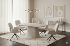 Davos Beige Oval Ceramic Dining Table 160cm