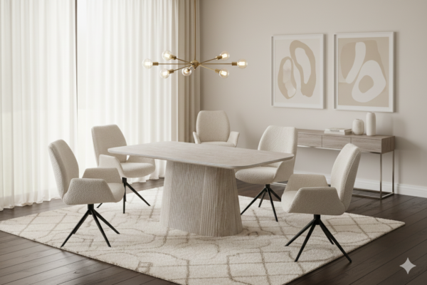 Davos Beige Oval Ceramic Dining Table 160cm