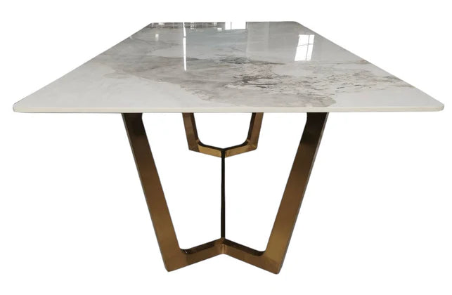 Vera 1.6M Gold Dining Table With Kata Gold Ceramic
