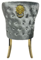 Lewis Light Grey Chair (Lion Knocker/Gold Legs)