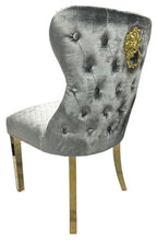 Lewis Light Grey Chair (Lion Knocker/Gold Legs)