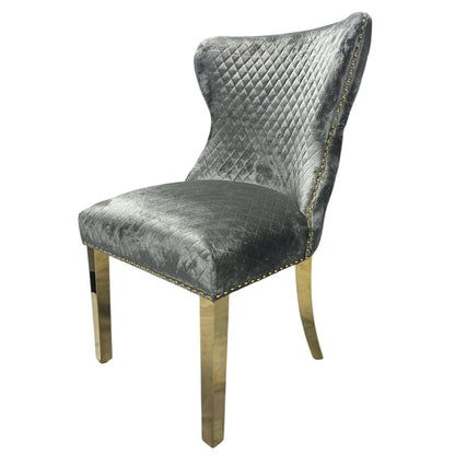 Lewis Light Grey Chair (Lion Knocker/Gold Legs)