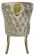 Lewis Mink Chair (Lion Knocker/Gold Legs)